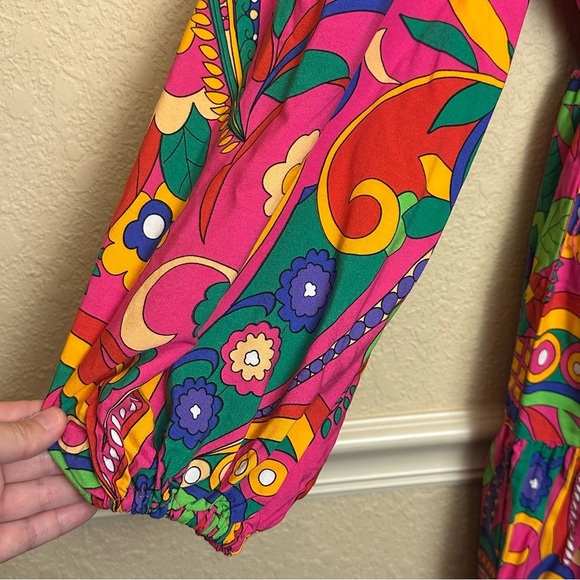 Adrianna Papell Long Sleeve Retro Printed A Line Dress In Pink Multi Size 8 NWT - Picture 6 of 16